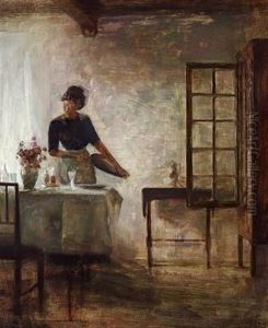 Interior With The Artist's Wife Standing At The Lunch Table Interior With The Artist's Wife Standing At The Lunch Table