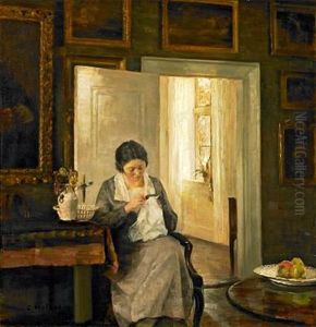 Interior With A Sewing Woman