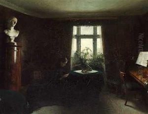 Interior Med En Siddende Kvinde by Carl Vilhelm Holsoe