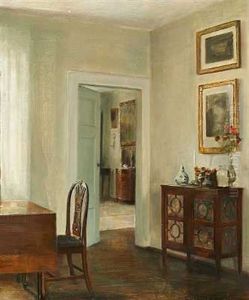 Interior Med Abentstaende Dor. Kunstnerens Hjem Pa Altonagarden Ved Torbenfeldt Gods, Morkov Interior Med Abentstaende Dor. Kunstnerens Hjem Pa Altonagarden Ved Torbenfeldt Gods, Morkov