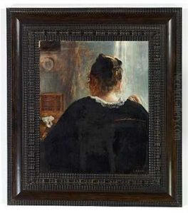 Interior Med Kunstnerens Hustru Ved Sytojet Interior Med Kunstnerens Hustru Ved Sytojet