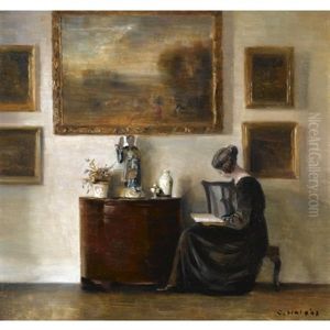Lady In An Interior Reading by Carl Vilhelm Holsoe