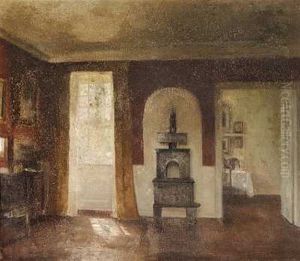 Interior Med Braendeovn by Carl Vilhelm Holsoe
