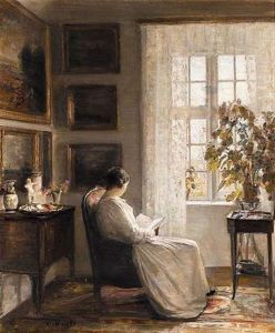 Laesende Kvinde Ved Vindvet (reading In The Morning Light) by Carl Vilhelm Holsoe