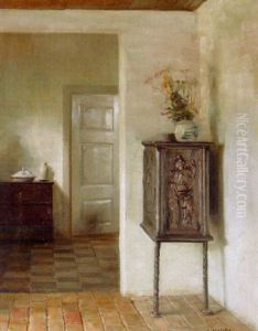 Interior Med Sattugn by Carl Vilhelm Holsoe