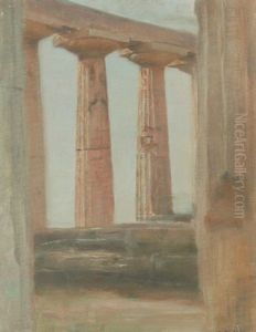 Doriske Sojler I Templet Ved Paestum by Carl Vilhelm Holsoe