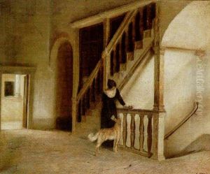 Young Woman With Dog In An Interior Young Woman With Dog In An Interior