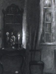 Interior Med Stearinlys by Carl Vilhelm Holsoe
