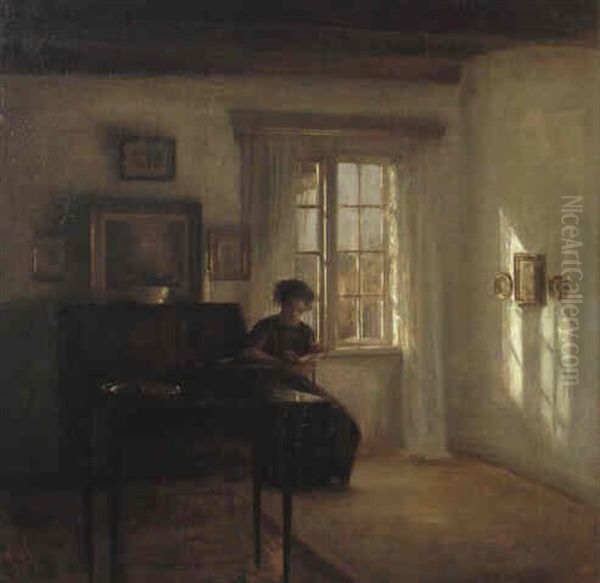 Interior Med Lasande Ung Kvinna - view 1