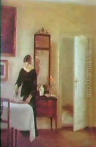 Interior Med Konstnarens Hustru by Carl Vilhelm Holsoe