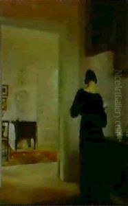 Salongsinterior Med Kvinna by Carl Vilhelm Holsoe
