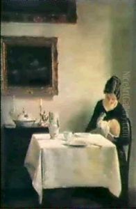Interior Med Mor Og Barn by Carl Vilhelm Holsoe