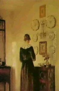 A Lady By A Cabinet by Carl Vilhelm Holsoe
