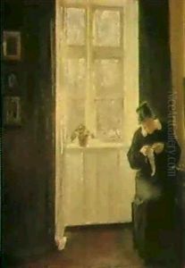 Sewing By The Window by Carl Vilhelm Holsoe