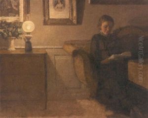 Reading By Lamplight by Niels Holsoe