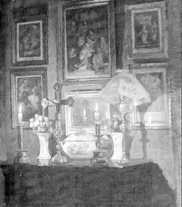 Interior Med Stearinlys, Blomster Og Porcelaen