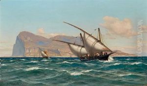 Shipping Off Gibraltar by Laurits Bernhard Holst
