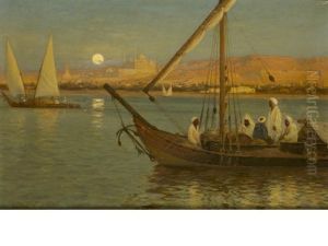 Afterglow Or Moonrise/on The Nile by Laurits Bernhard Holst