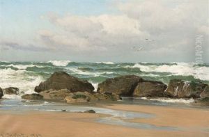 Rochers En Bord De Mer by Laurits Bernhard Holst