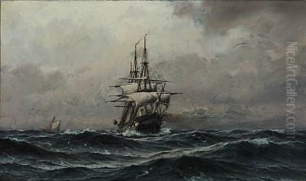 Seascape With A Sailing Ship In High Waves - view 1