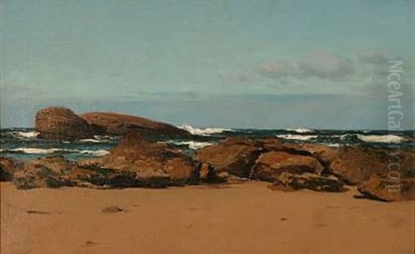 Beach Scene With Big Rocks - view 1