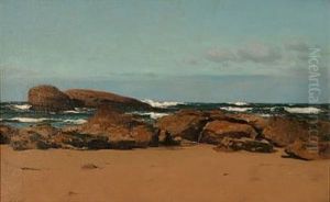 Beach Scene With Big Rocks Beach Scene With Big Rocks