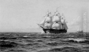 A Man Of War In Full Sail by Laurits Bernhard Holst