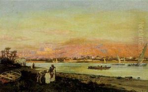 Parti Fra Egypten Med Nilen I Baggrunden