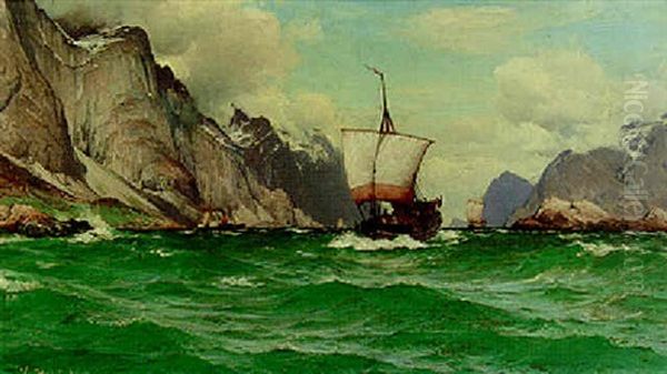 Sailing Boats And A Steamer In Fjord - view 1