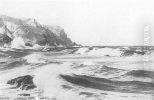 Seascape With Rocky Shore by Laurits Bernhard Holst