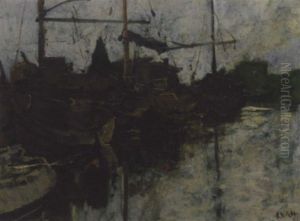 Barges In A Harbour by Richard Nicolau Roland Holst