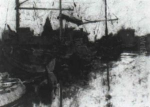 Schepen In De Haven by Richard Nicolau Roland Holst