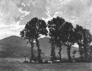 Vorgebirgslandschaft Mit Weidenen Kuhen Und Staffage by Gustav Holstein