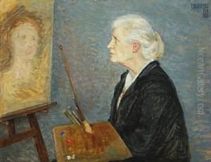 Portraet. Malerinde Ved Staffeliet by Suzette Holten