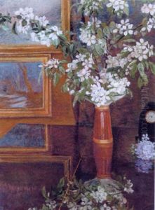 Blomstrende Frugtgrene Pa Et Bord by Suzette Holten