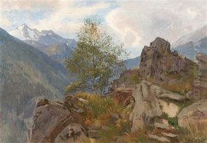 Berglandschaft Mit Markantem Felsen Berglandschaft Mit Markantem Felsen