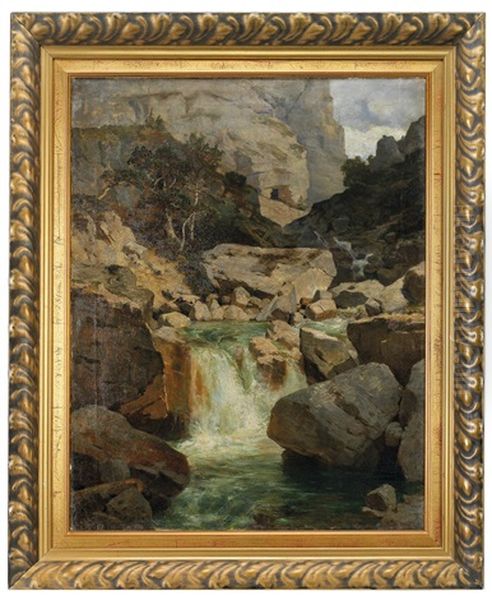 Gebirgslandschaft Mit Wasserfall - view 1