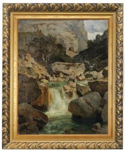 Gebirgslandschaft Mit Wasserfall Gebirgslandschaft Mit Wasserfall
