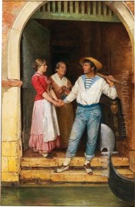 The Farewell Of The Gondolier by Gustav Holweg