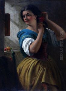 Een Jonge Spaanse Voor De Spiegel by William Holyoake
