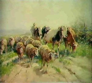 Landschaft Mit Kuh- Und Schafherde by Johann Daniel Holz