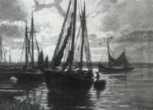 Fischerboote Am Strand by Carl Holzapfel