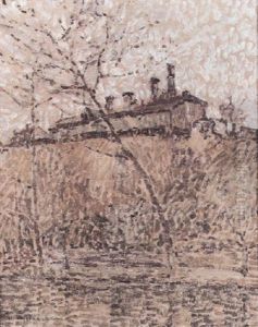 Nebeliger Morgen (fabrik) by Adolf Hoelzel