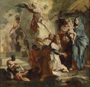 Die Heiligen Drei Konige Verehren Das Christuskind by Johann Evangelist Holzer