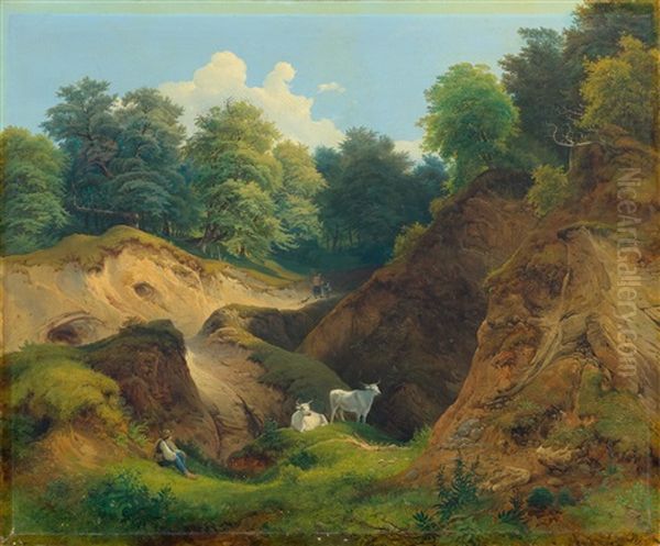 Shepherd With Animals In A Wooded Landscape - view 1