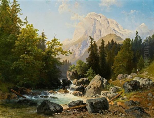 Gebirgslandschaft Mit Wildbach - view 1