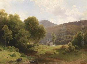 Sommerlandschaft Mit Fluchtendem Fuchs