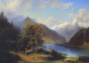 Der Zellersee Mit Blick Auf Das Kitzsteinhorn, Im Vordergrund Figurliche Staffage Der Zellersee Mit Blick Auf Das Kitzsteinhorn, Im Vordergrund Figurliche Staffage