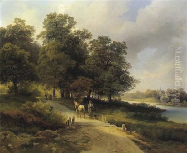 Idyllische Fluslandschaft Mit Figurlicher Staffage - view 1