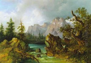 Baumfaller Am Gebirgsseeufer